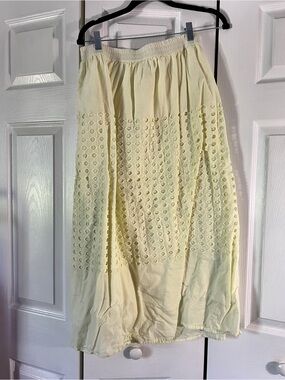 Soft Yellow Eyelet Maxi Skirt